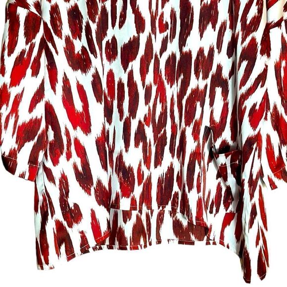 NWT Chico’s Trav Coll Ikat Animal Alice 3/4 Sleeve Scarlet Sun Top Size 2 📦 - Picture 6 of 8